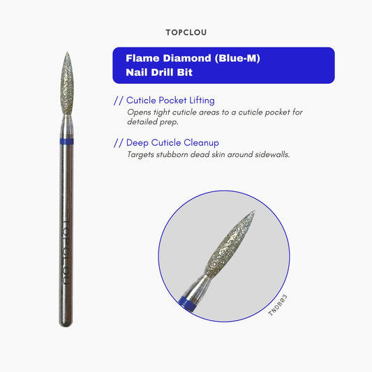 TOPCLOU Flame Diamond Nail Drill Bit (Blue-M)