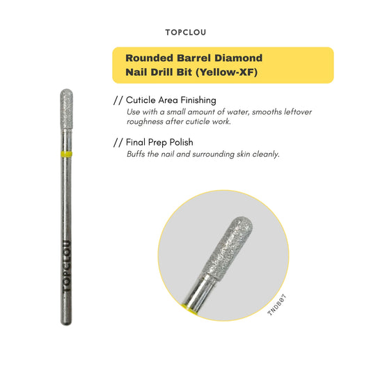 TOPCLOU Rounded Barrel Diamond Finishing Drill Bit (Yellow-XF)