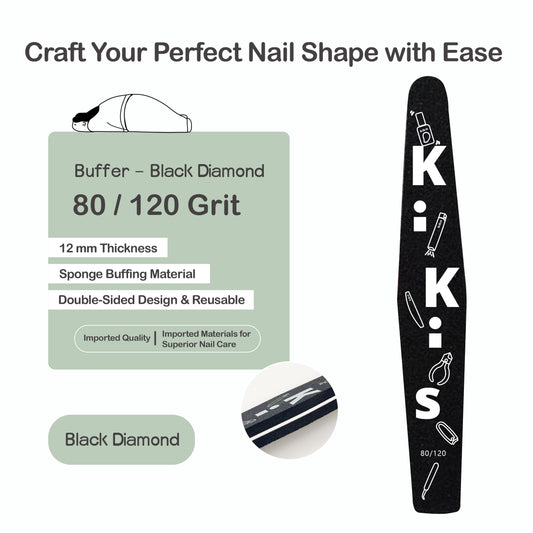 Topclou Nailhaus KIKIS Nail Buffer (80/120) - Black Diamond