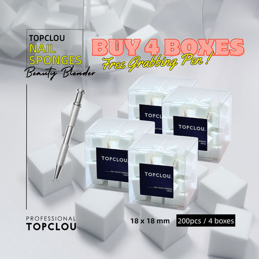 Topclou Nailhaus TOPCLOU Nail Sponges 200pcs Bundle with Grabbing Pen