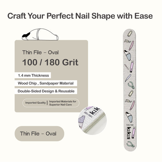 Topclou Nailhaus KIKIS Nail Thin File (100/180) - Oval / Half Oval