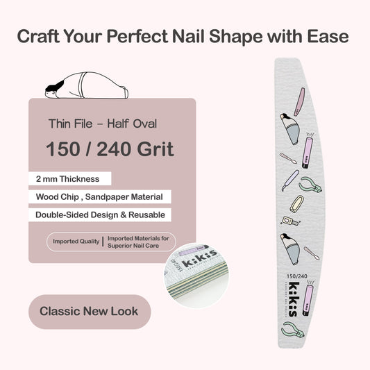 Topclou Nailhaus KIKIS Nail Thin File (150/240) - Half Oval