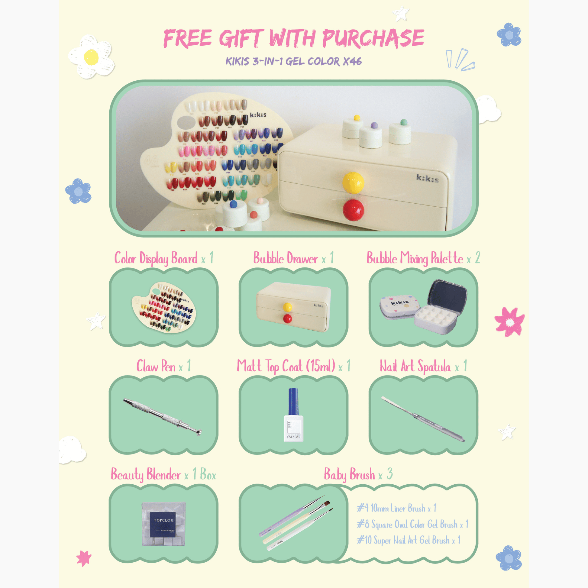 Topclou Nailhaus KIKIS 3-in-1 Solid Gels Package