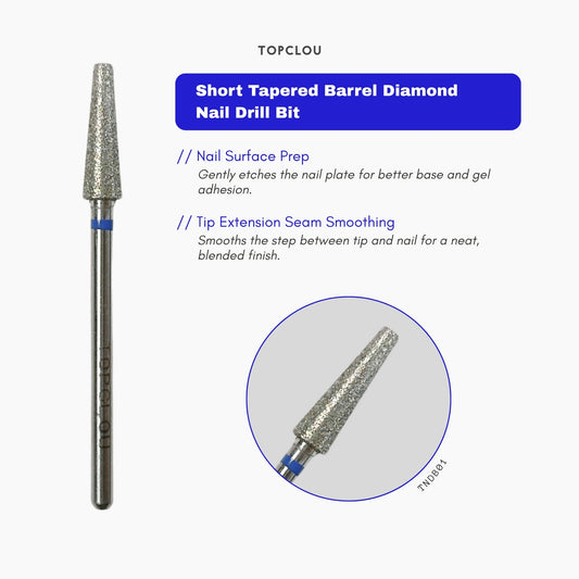 TOPCLOU Short Tapered Barrel Diamond Nail Drill Bit