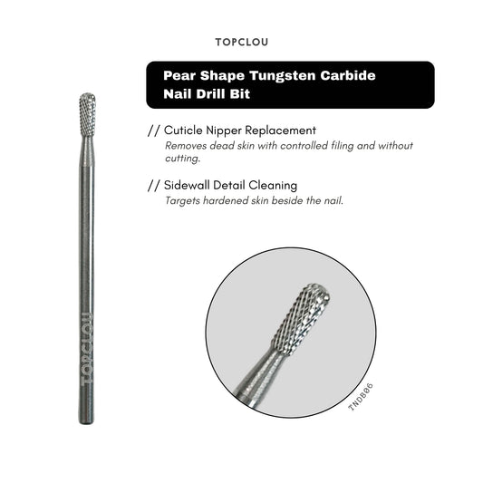 TOPCLOU Pear Shape Tungsten Carbide Cuticle Drill Bit