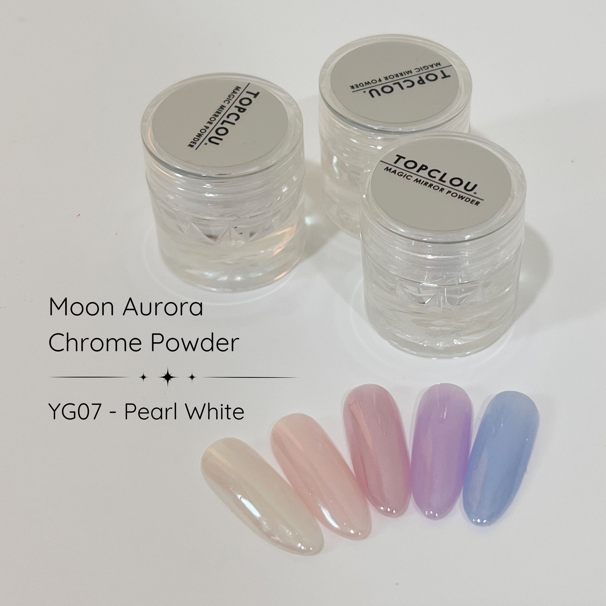 Topclou Nailhaus TOPCLOU Moon Aurora Chrome Powder YG07 - Pearl White