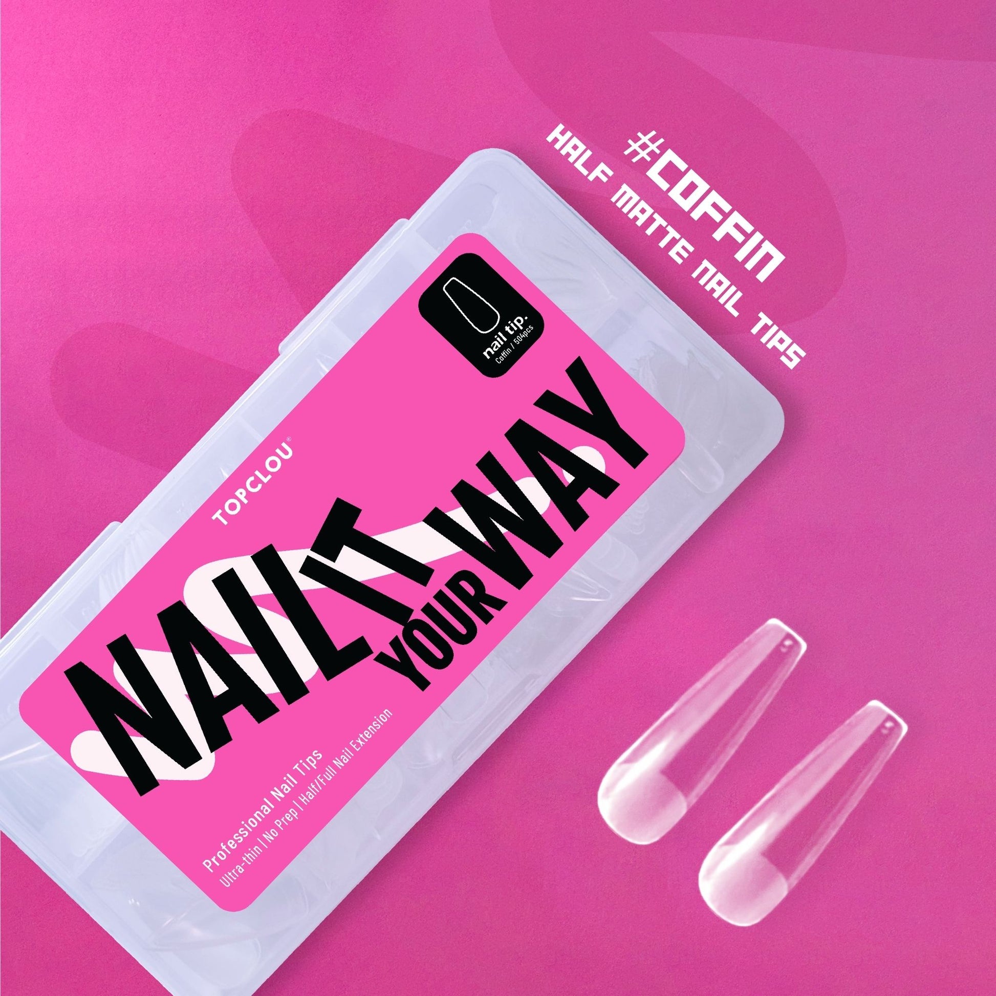 Topclou Nailhaus TOPCLOU Half Matte Nail Tips Coffin