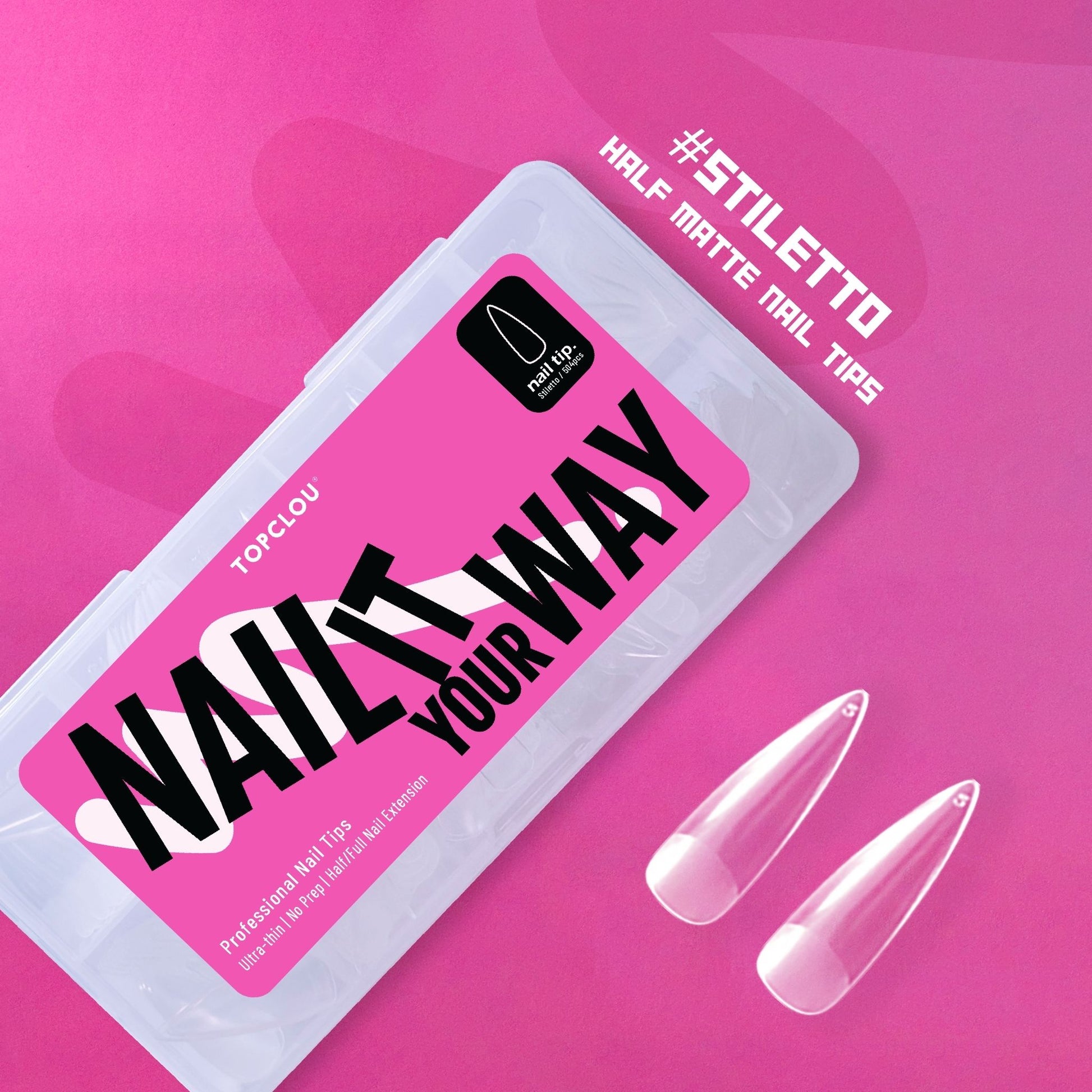 Topclou Nailhaus TOPCLOU Half Matte Nail Tips Stiletto