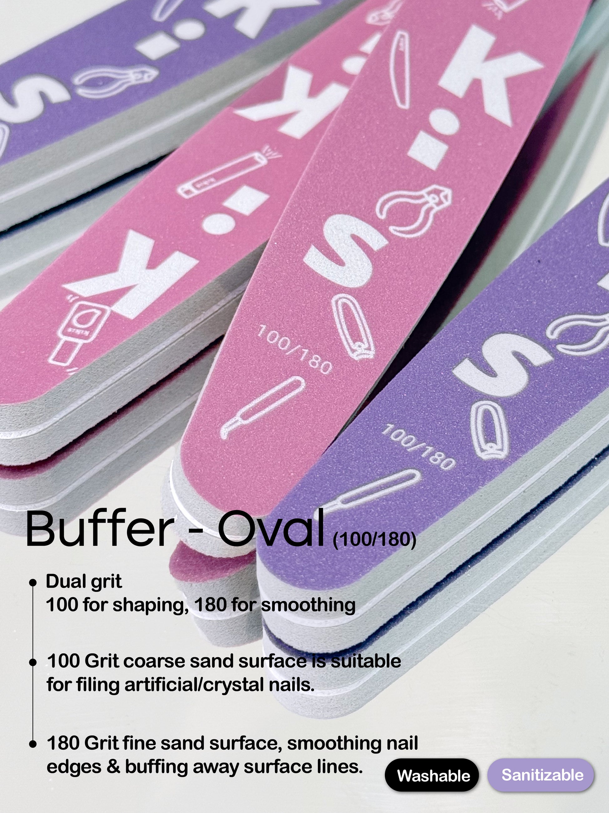 Topclou Nailhaus KIKIS Nail Buffer (100/180) - Oval