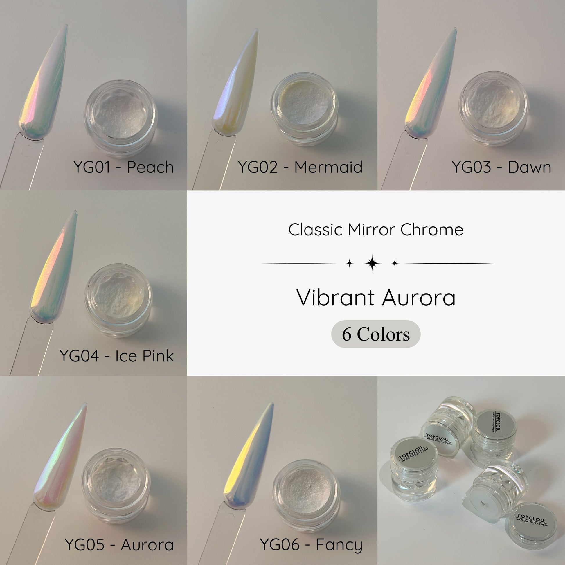 Topclou Nailhaus TOPCLOU Moon Aurora Powder Full 7pcs Set