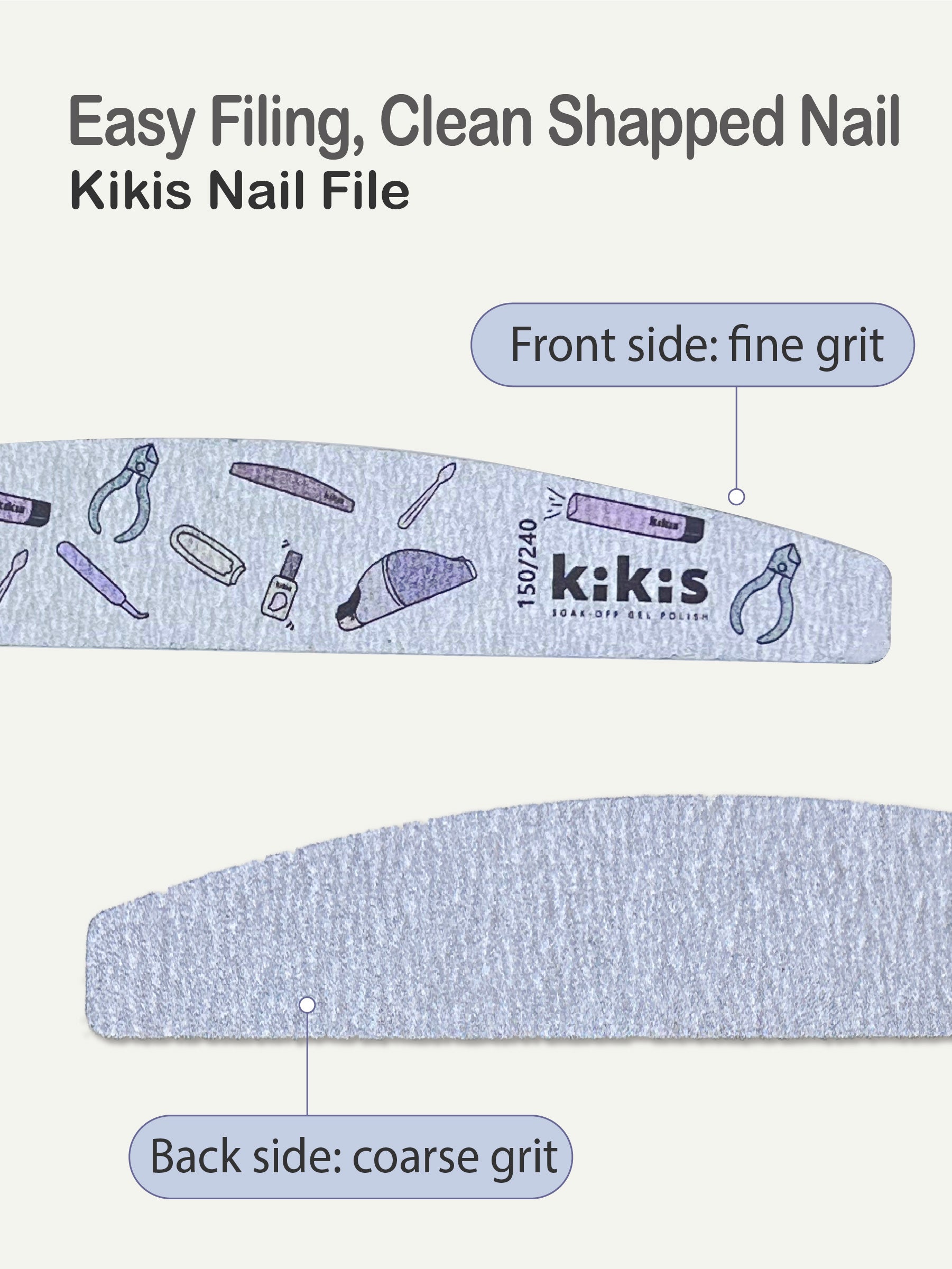 Topclou Nailhaus KIKIS Nail Thin File (150/240) - Half Oval