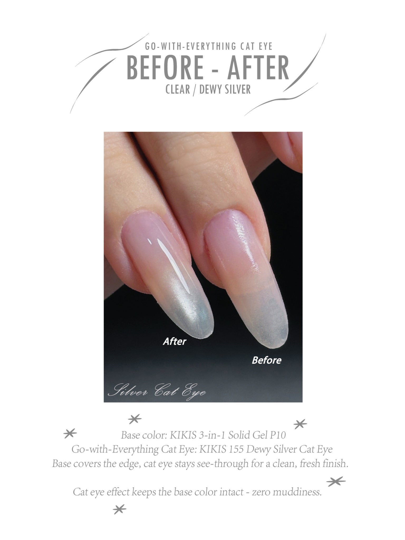 Topclou Nailhaus KIKIS 155 Dewy Silver Cat Eye