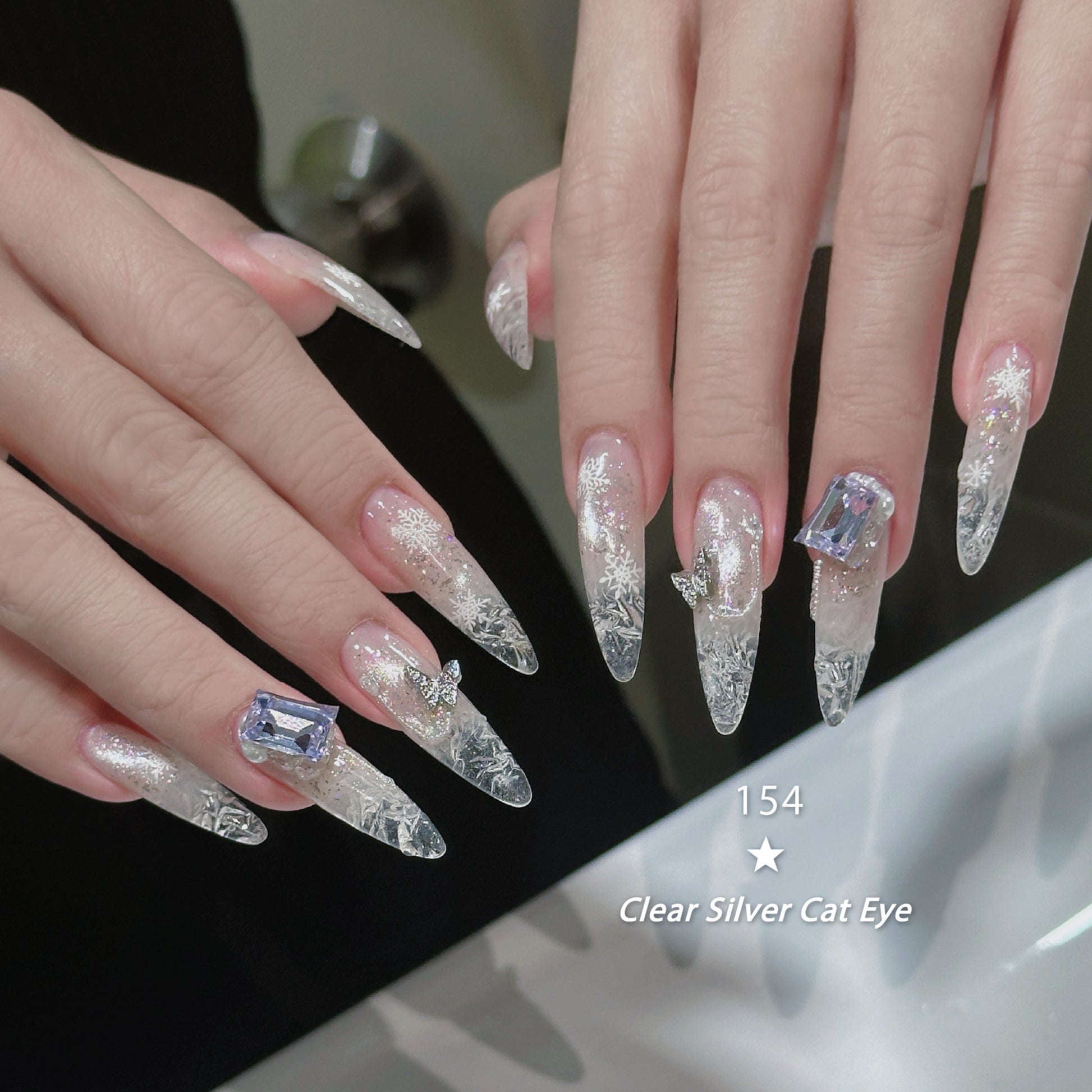 Topclou Nailhaus KIKIS 154 Clear Silver Cat Eye